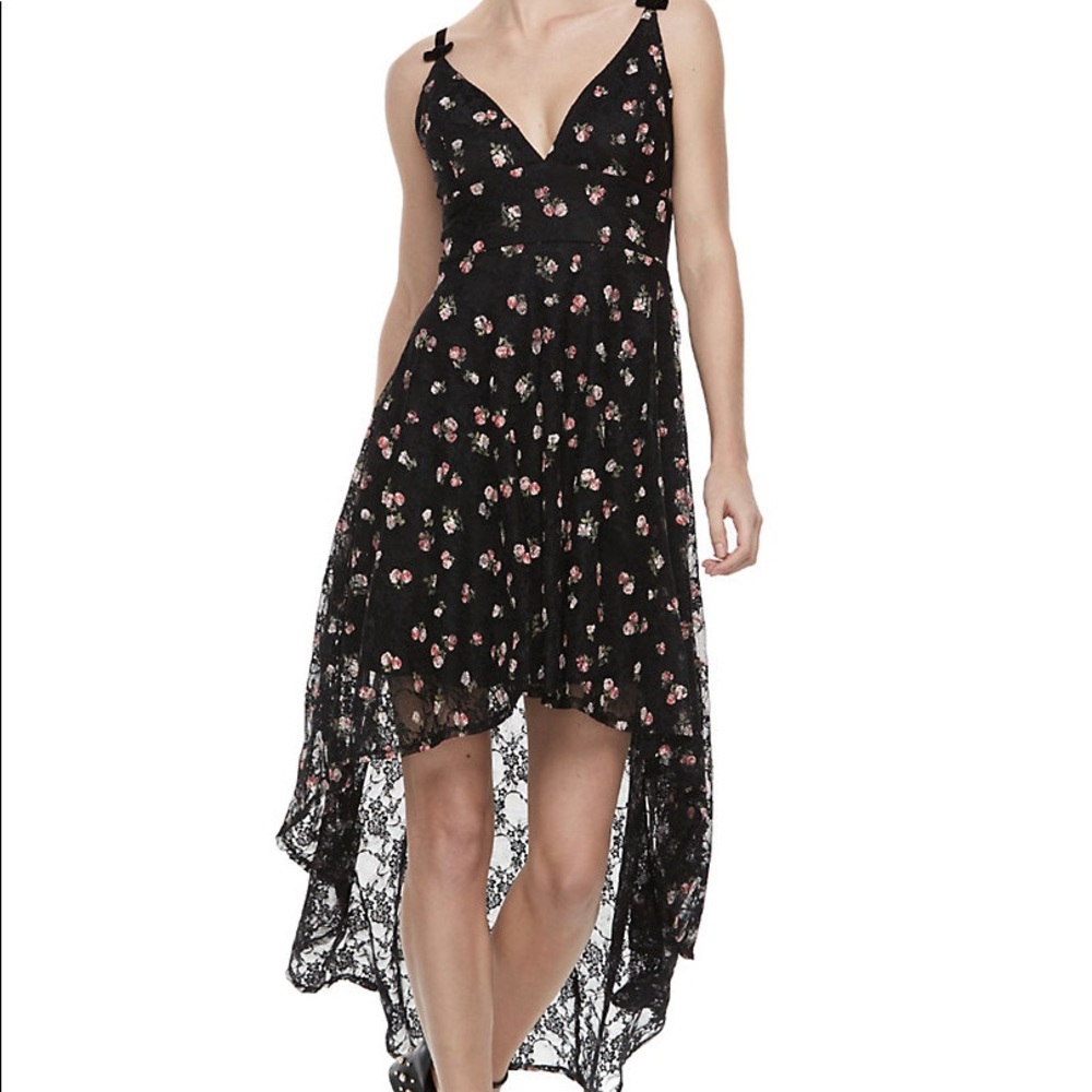 NWOT High-Low Black Floral Lace Dress